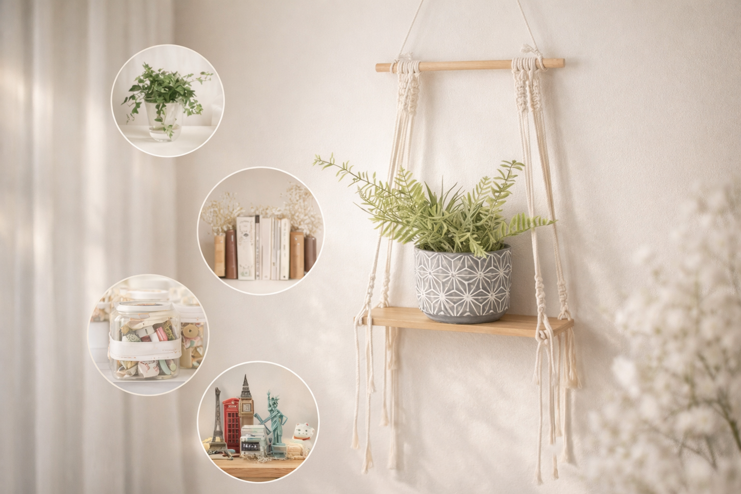 Lippan Macrame Wall Hanging Shelf Decor
