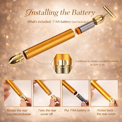 24K Gold Energy Beauty Bar Electric Facial Massage Roller
