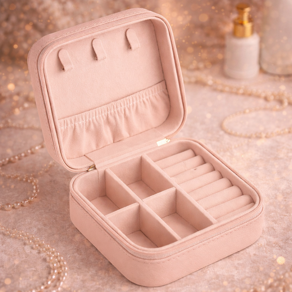 Leather Small Jewelry Box, Travel Portable Jewelry Case For Ring, Pendant, Earring, Necklace, Bracelet
